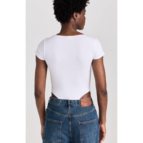 Re/Done & Pam Square Neck Bodysuit in White M - Picture 2 of 5